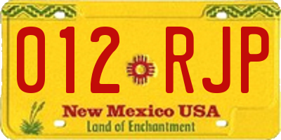 NM license plate 012RJP