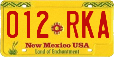 NM license plate 012RKA