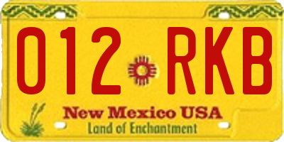 NM license plate 012RKB