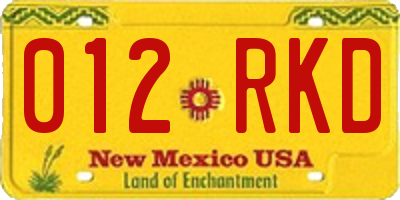 NM license plate 012RKD