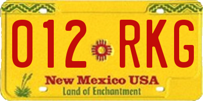 NM license plate 012RKG