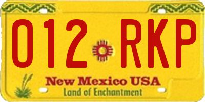 NM license plate 012RKP