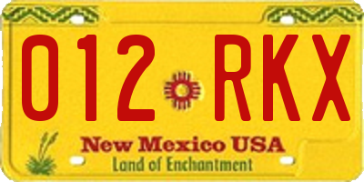 NM license plate 012RKX
