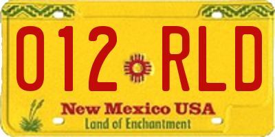 NM license plate 012RLD