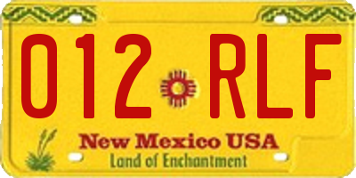 NM license plate 012RLF