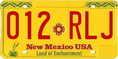 NM license plate 012RLJ