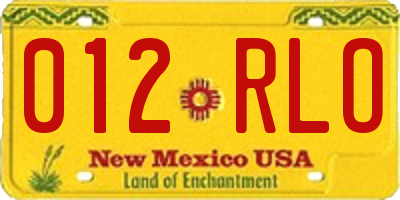 NM license plate 012RLO