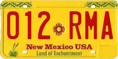 NM license plate 012RMA