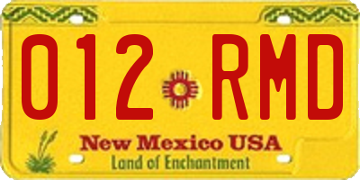 NM license plate 012RMD