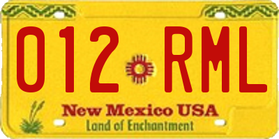 NM license plate 012RML