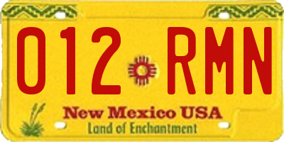 NM license plate 012RMN
