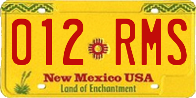 NM license plate 012RMS
