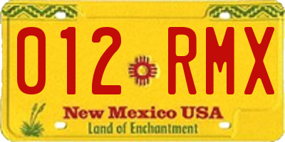 NM license plate 012RMX