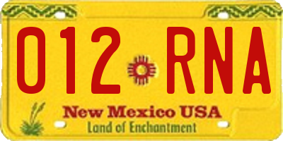 NM license plate 012RNA