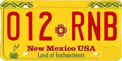 NM license plate 012RNB