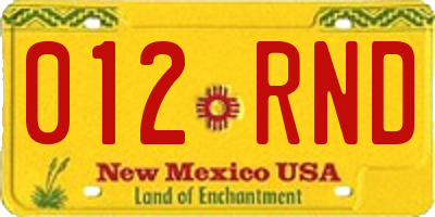 NM license plate 012RND