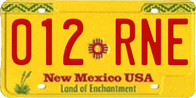 NM license plate 012RNE