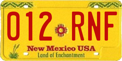 NM license plate 012RNF