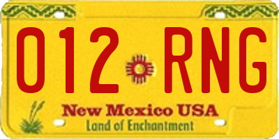 NM license plate 012RNG