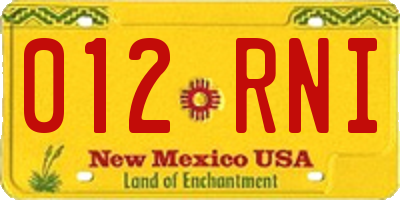 NM license plate 012RNI