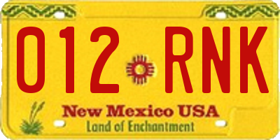 NM license plate 012RNK