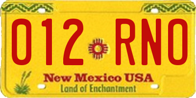 NM license plate 012RNO