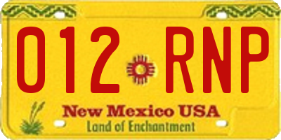 NM license plate 012RNP