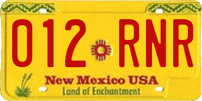 NM license plate 012RNR