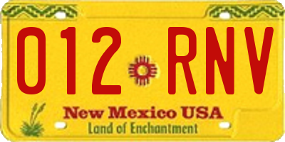 NM license plate 012RNV