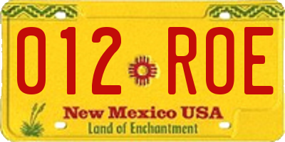 NM license plate 012ROE
