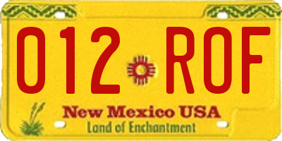 NM license plate 012ROF