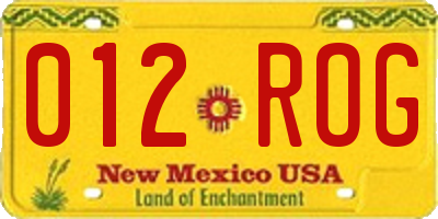 NM license plate 012ROG
