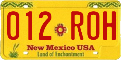 NM license plate 012ROH