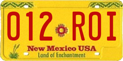 NM license plate 012ROI