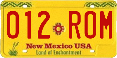 NM license plate 012ROM