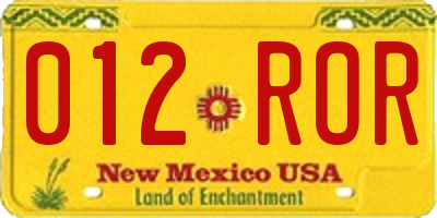 NM license plate 012ROR