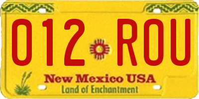 NM license plate 012ROU