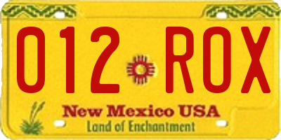 NM license plate 012ROX