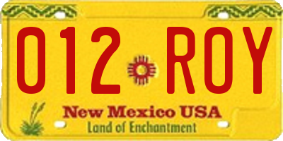 NM license plate 012ROY