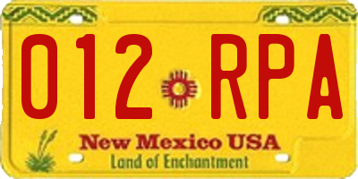 NM license plate 012RPA