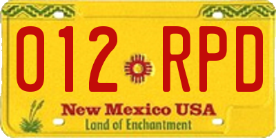NM license plate 012RPD