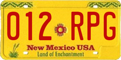 NM license plate 012RPG