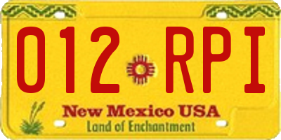 NM license plate 012RPI