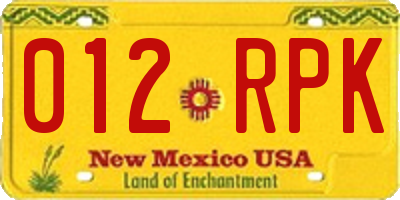 NM license plate 012RPK