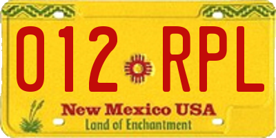 NM license plate 012RPL