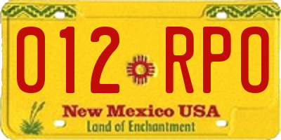NM license plate 012RPO