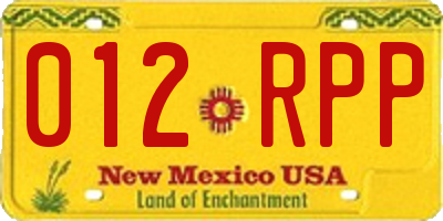 NM license plate 012RPP