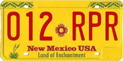 NM license plate 012RPR