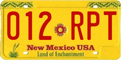 NM license plate 012RPT