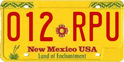 NM license plate 012RPU